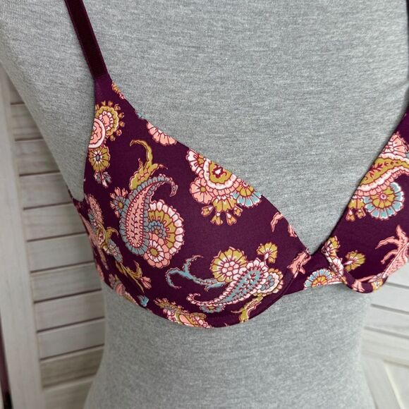 Victoria’s Secret Uplift Semi Demi Multiway Underwire Bra Maroon Paisley 34B - Picture 6 of 11